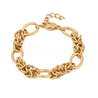 304 Stainless Steel Oval Link Chain Bracelets for Women BJEW-C104-01D-G-1