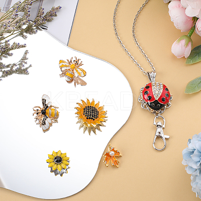 DIY Interchangeable Flower & Bee Office Lanyard ID Badge Holder Necklace Making Kit DIY-SC0022-01-1