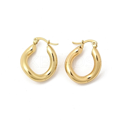 Oval 201 Stainless Steel Hoop Earrings EJEW-Z151-05G-1