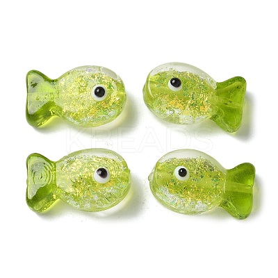 Handmade Foil Lampwork Fish Beads FOIL-Z001-01C-1