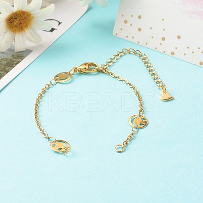 304 Stainless Steel Smile Link Chains Bracelet Making AJEW-JB01039-01-1