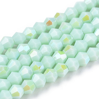 Opaque Solid Color Electroplate Glass Beads Strands EGLA-A039-P2mm-L20-1