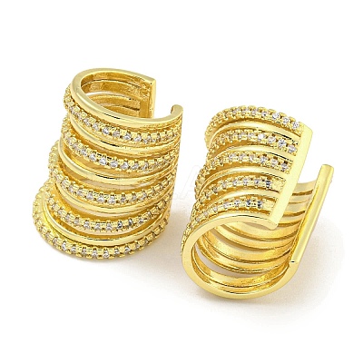 Brass Micro Pave Cubic Zirconia Cuff Earrings EJEW-C104-040G-1