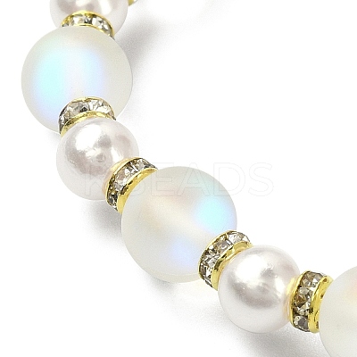 Synthetic Moonstone & Plastic Pearl & Hematite Beaded Stretch Bracelet BJEW-JB09502-1
