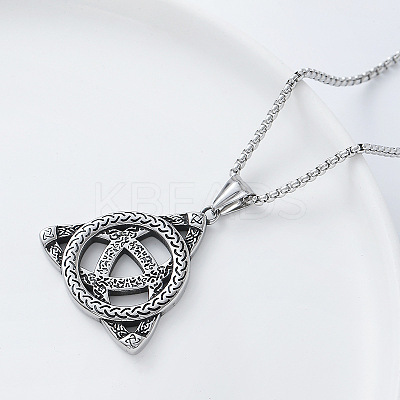 Vintage Viking Trinity Knot 304 Stainless Steel Pendant Box Chain Necklaces for Men KA7210-1