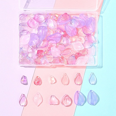 100Pcs 10 Styles Transparent Spray Painted Glass Pendants GLAA-FS0002-16-1