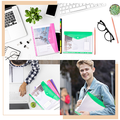 18Pcs 6 Colors PP Plastic A4 Binder Envelope Pockets AJEW-CP0005-10-1