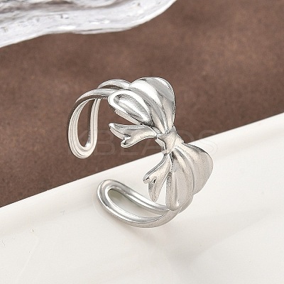 304 Stainless Steel Open Cuff Rings for Women RJEW-A079-11B-P-1