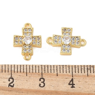 Brass Micro Pave Cubic Zirconia Connector Charms KK-U056-38G-1