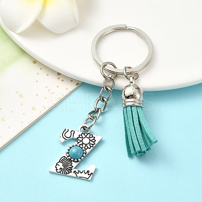 Alloy with Resin Imitation Synthetic Turquoise Keychain KEYC-YW00087-26-1