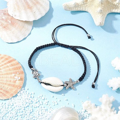 7Pcs 7 Colors Natural Cowrie Shell Braided Bead Bracelets for Women BJEW-JB11765-1