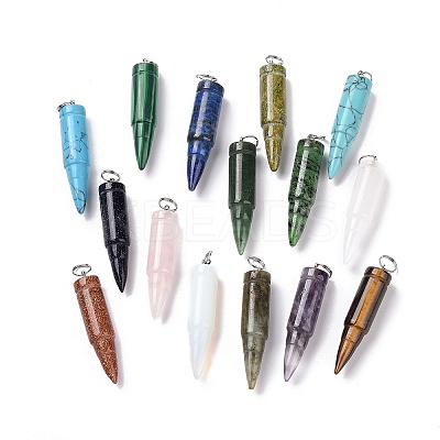 Natural & Synthetic Mixed Stone Pointed Pendants G-D850-M-1