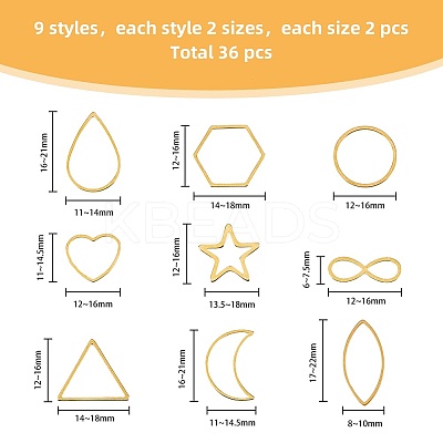 36Pcs 18 Style 201 Stainless Steel Linking Rings FIND-FH0006-46-1