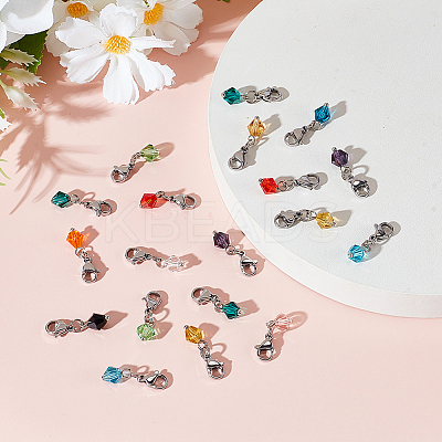 96Pcs 12 Colors Bicone Glass Pendant Decoration HJEW-GO00064-1