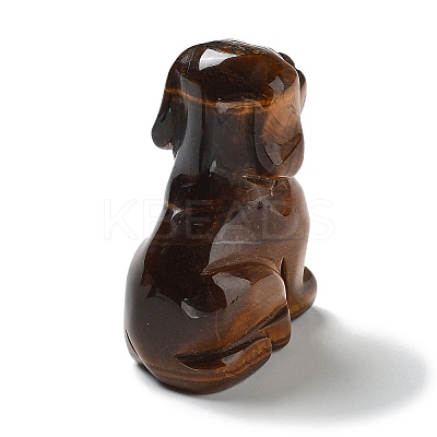 Natural Tiger Eye Carved Healing Dog Figurines DJEW-F025-01A-1