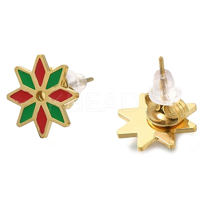 Ion Plating(IP) 304 Stainless Steel Enamel Stud Earrings EJEW-I316-03G-01-1