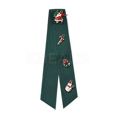 Christmas Polyester Ribbon Safety Pin Brooch JEWB-H012-01B-1