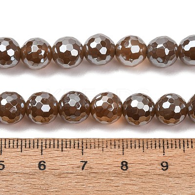 Electroplated Natural Agate Beads Strands G-B191-A07-8mm-17-1