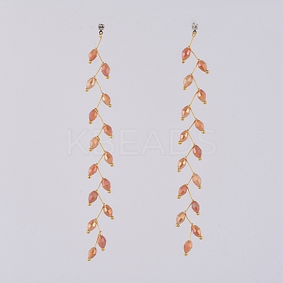 Electroplate Glass Beads Dangle Stud Earrings EJEW-JE03820-03-1
