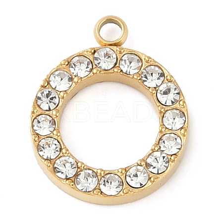 PVD Vacuum Plating 304 Stainless Steel Rhinestone Pendants X-STAS-S131-04G-01-1