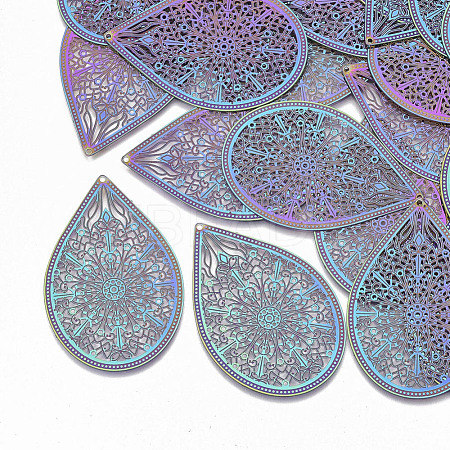 Ion Plating(IP) 304 Stainless Steel Filigree Pendants STAS-S108-54-1