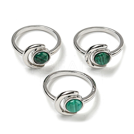 Natural Malachite Adjustable Rings RJEW-K269-09P-07-1