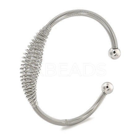 Non-Tarnish Hollowed 304 Stainless Steel Cuff Bangles BJEW-P331-09P-1