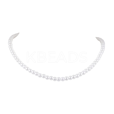 Imitation Pearl Acrylic Beaded Necklaces for Women NJEW-JN04827-1