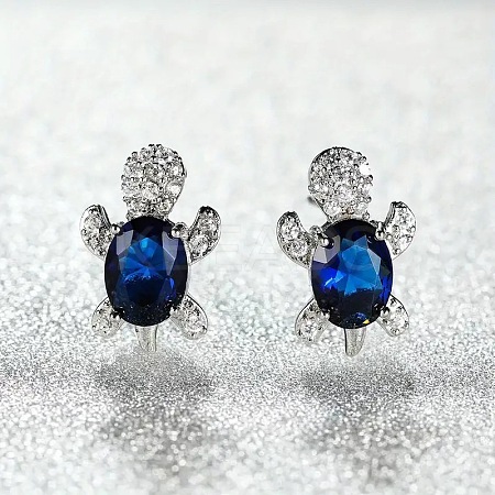 Tortoise Zinc Alloy Cubic Zirconia Stud Earrings WG8EE25-03-1