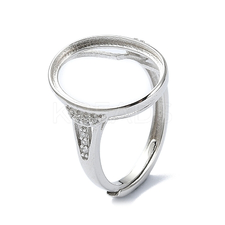 Adjustable 925 Sterling Silver Open Bezel Ring Settings STER-K179-17P-1