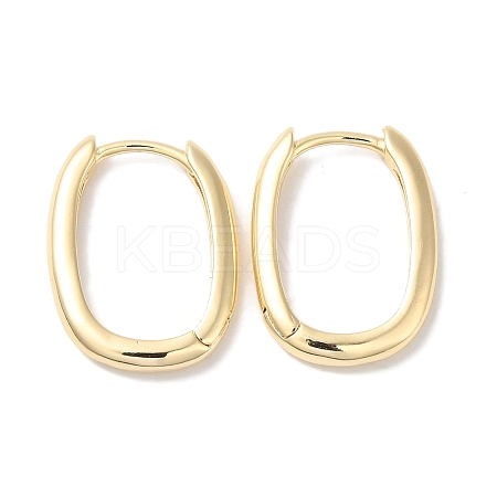 Rectangle Brass Huggie Hoop Earrings for Women EJEW-U008-12G-1