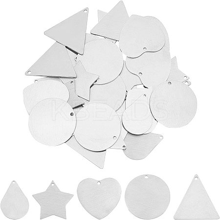 30Pcs 5 Style 304 Stainless Steel Pendants STAS-UN0023-73-1