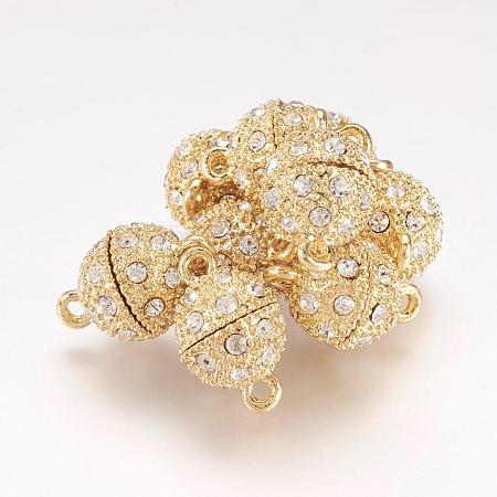 Alloy Rhinestone Magnetic Clasps with Loops RB-H116-3-G-1-1