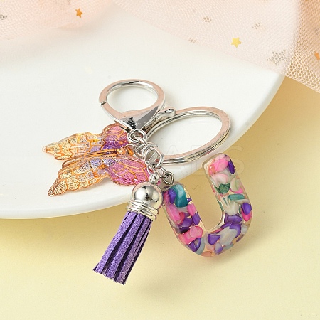 Resin Letter & Acrylic Butterfly Charms Keychain KEYC-YW00001-21-1