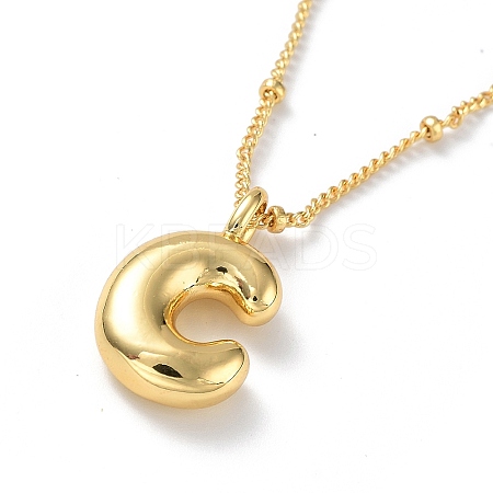 Initial Letter Brass Pendant Necklace NJEW-A015-21G-C-1