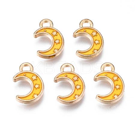 Light Gold Plated Alloy Enamel Pendants X-ENAM-R136-19B-1