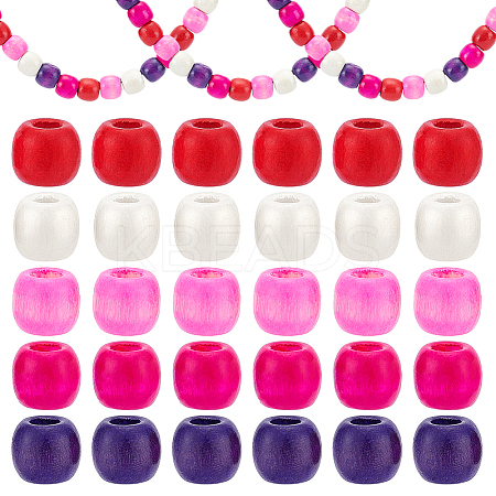 550Pcs 5 Colors Wood European Beads WOOD-GA0001-94-1