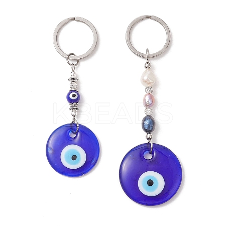 2Pcs Evil Eye Lampwork Keychains KEYC-JKC01454-1