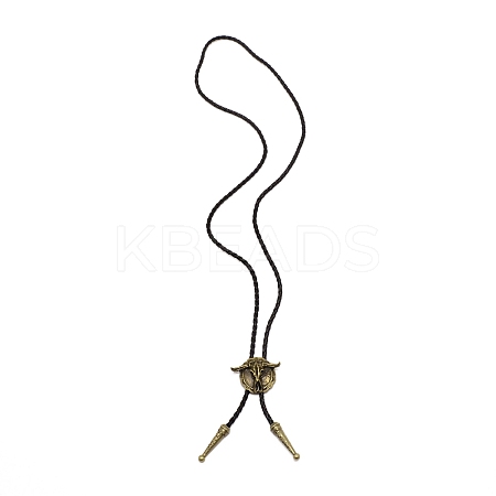 Flat Round with Ox-head Laria Necklace for Men Women NJEW-WH0011-11AB-1