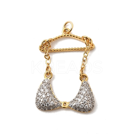 Brass Micro Pave Clear Cubic Zirconia Clothes Pendants KK-I360-014G-02-1