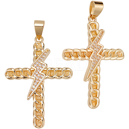 Rack Plating Brass Micro Pave Cubic Zirconia Pendants KK-BBC0017-92B-1