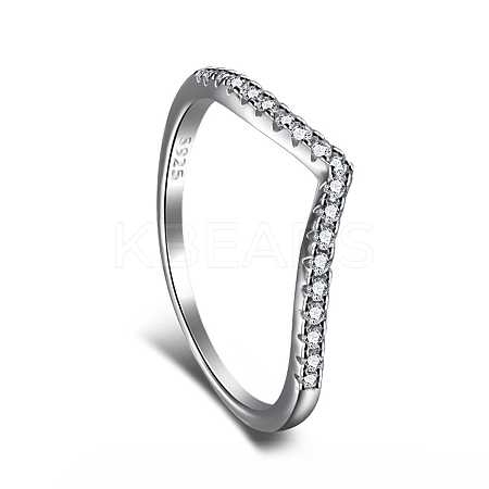 Rhodium Plated 925 Sterling Silver Micro Pave Cubic Zirconia Finger Ring for Women RJEW-F150-15B-01P-1