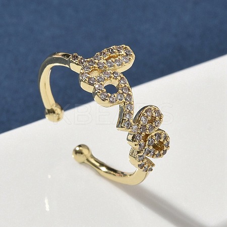Brass Micro Pave Cubic Zirconia Cuff Rings RJEW-H256-03G-1