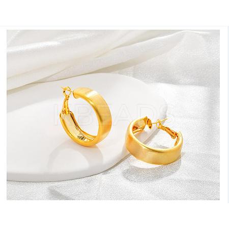 Brass Ring Hoop Earrings for Women EJEW-A121-17A-G-1