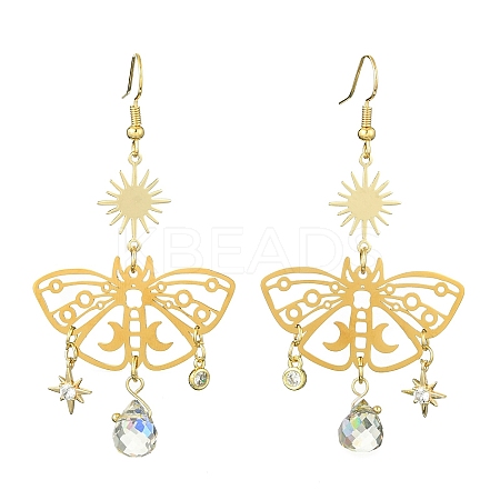 201 Stainless Steel Butterfly Chandelier Earrings with Brass Pins EJEW-TA00388-1