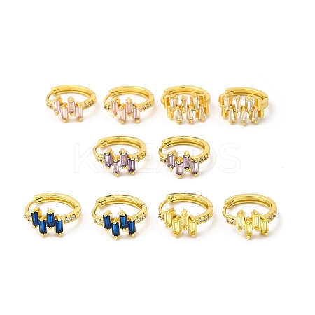 Cubic Zirconia Rectangle Hoop Earrings EJEW-E270-04G-1