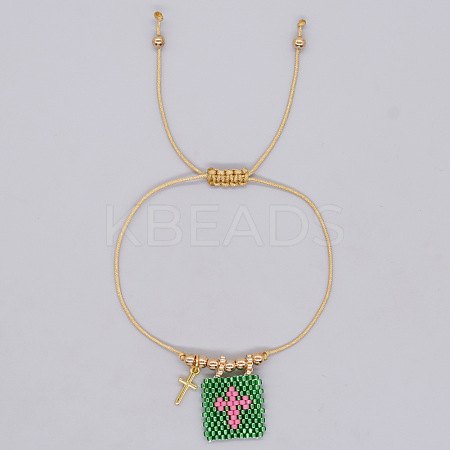 Bohemian Style Glass Seed Bead & 304 Stainless Steel Charm Bracelets BY1855-3-1