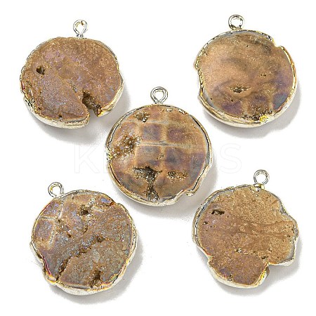 Electroplated Natural Druzy Agate Pendants G-A229-01B-1