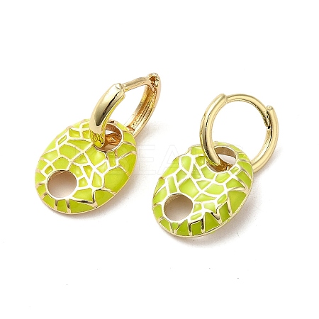 Oval Real 18K Gold Plated Brass Dangle Hoop Earrings EJEW-L268-007G-05-1