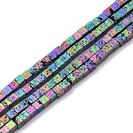 Electroplated Natural Lava Rock Beads Strands G-A256-B01-01A-1
